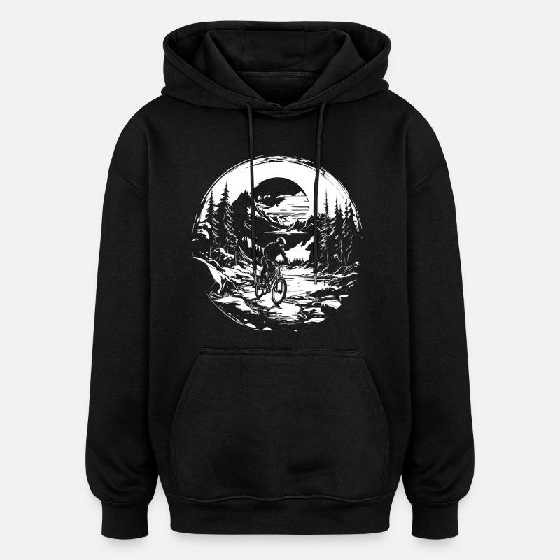 Mountainbiker Grafik - Oversized Unisex Hoodie - Schwarz
