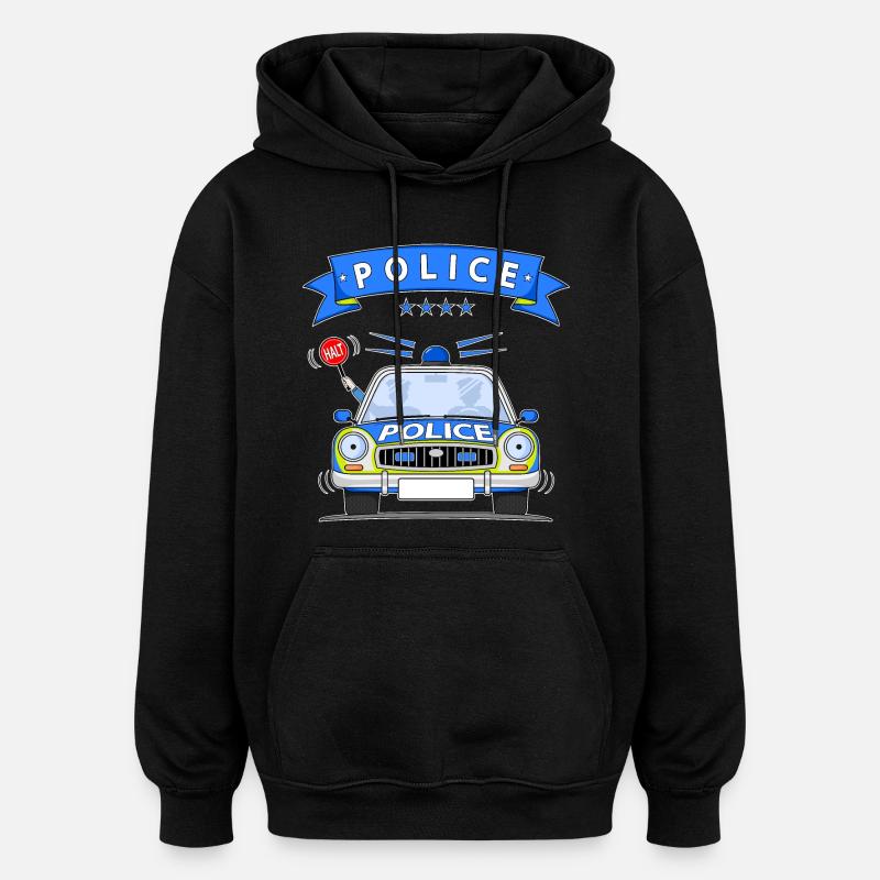 Voiture de police avec sirène - Sweat à capuche oversize unisexe - noir