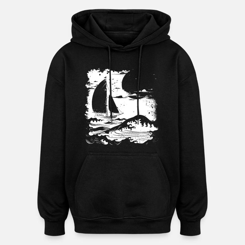 Dessin de voile - Sweat à capuche oversize unisexe - noir