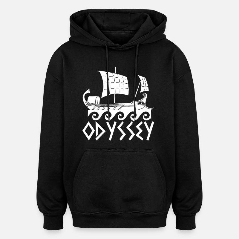 Ulysse et son odyssée (blanc) - Sweat à capuche oversize unisexe - noir