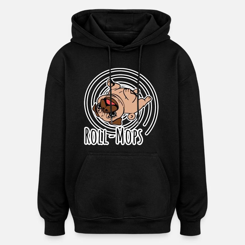 Rolling Pug - Un carlin roulant - Sweat à capuche oversize unisexe - noir