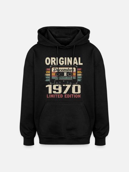 December 1970 Birthday Gift - Oversized Unisex Hoodie - black