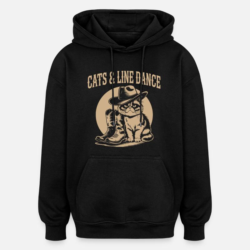 Chats & Line Dance Western Chat - Sweat à capuche oversize unisexe - noir