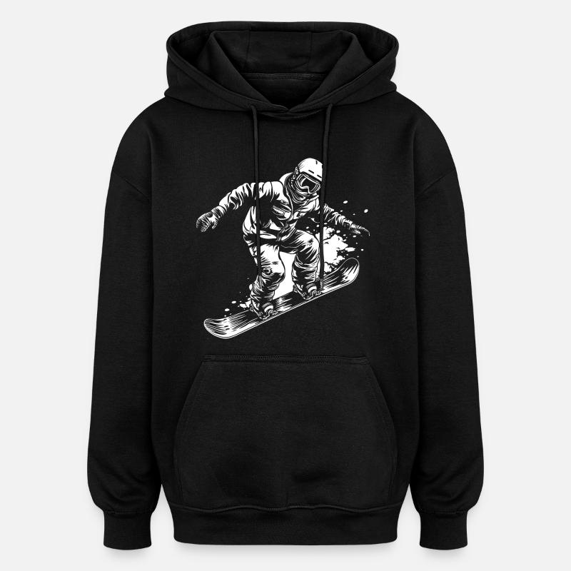 Snowboarder Drawing - Oversized Unisex Hoodie - black