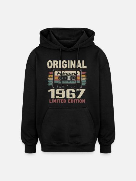 February 1967, February 1967 Birthday Gift - Oversized Unisex Hoodie - black