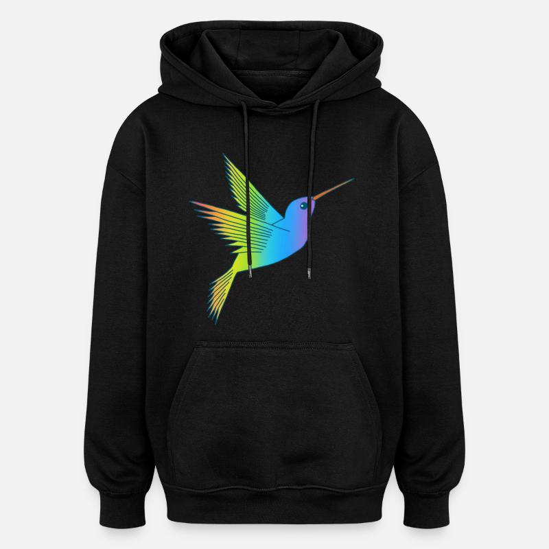 Oiseau arc-en-ciel - Sweat à capuche oversize unisexe - noir