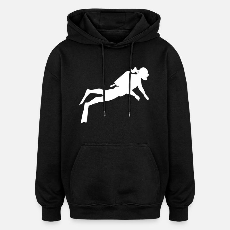 Plongeur en mer - Sweat à capuche oversize unisexe - noir