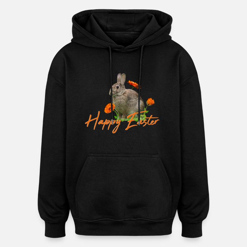 Happy Easter rabbit cony - Oversized Unisex Hoodie - black