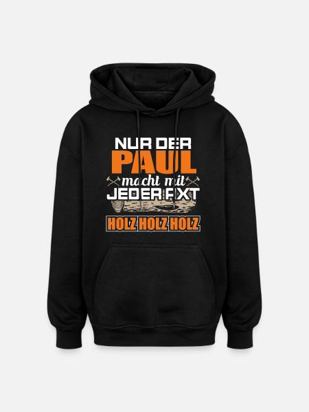 PAUL - Holz - Oversized Unisex Hoodie - Schwarz