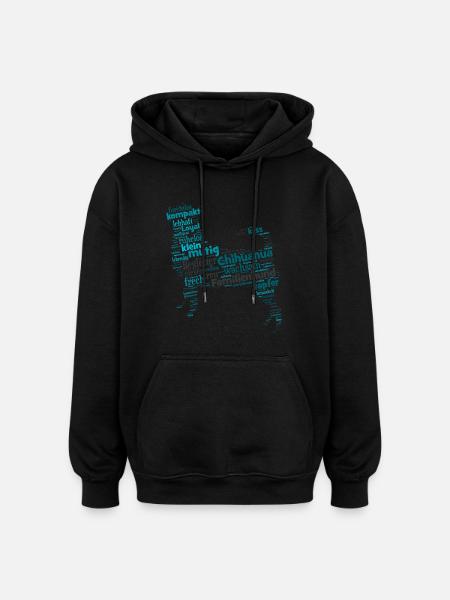 Chihuahua character term Wordcloud - Oversized Unisex Hoodie - black