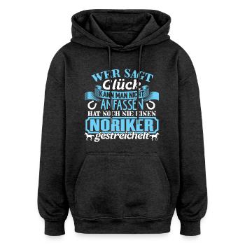 NORIKER - Glück zum anfassen - Oversized Unisex Hoodie - Anthrazit - Vorne - Noah (186cm)