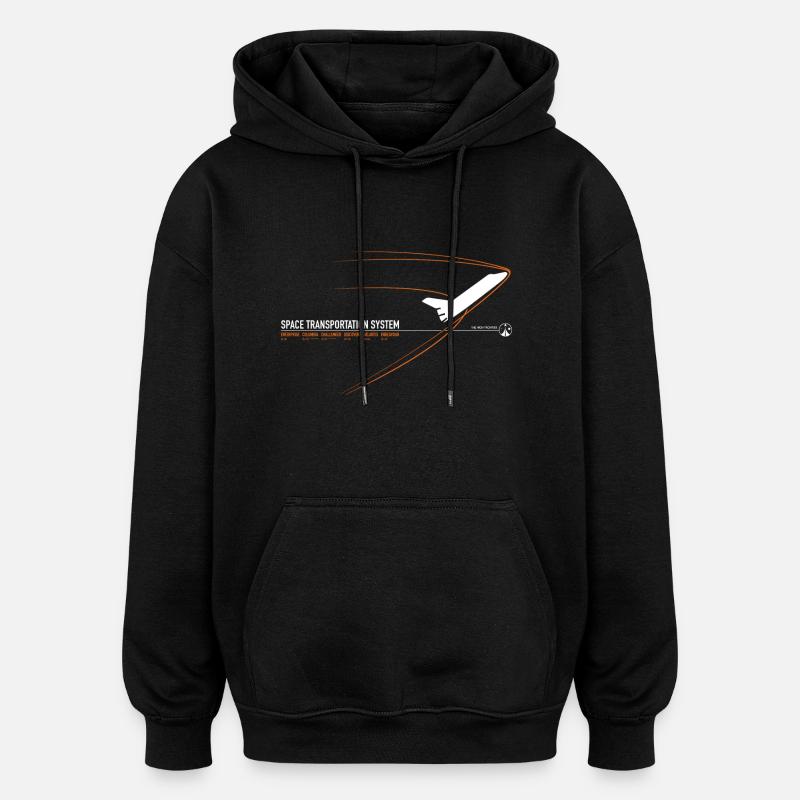 Space Shuttle (Orange print) - Oversized Unisex Hoodie - black