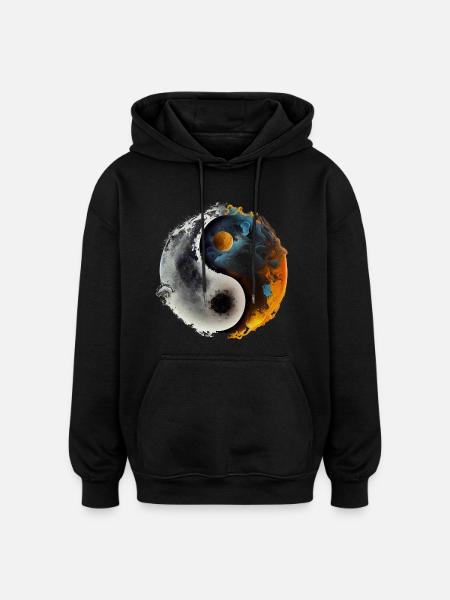 Nature-inspired Yin and Yang - Fire - Oversized Unisex Hoodie - black