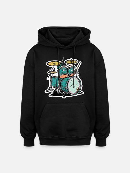 Drums Cartoon Style - Oversized Unisex Hoodie - black
