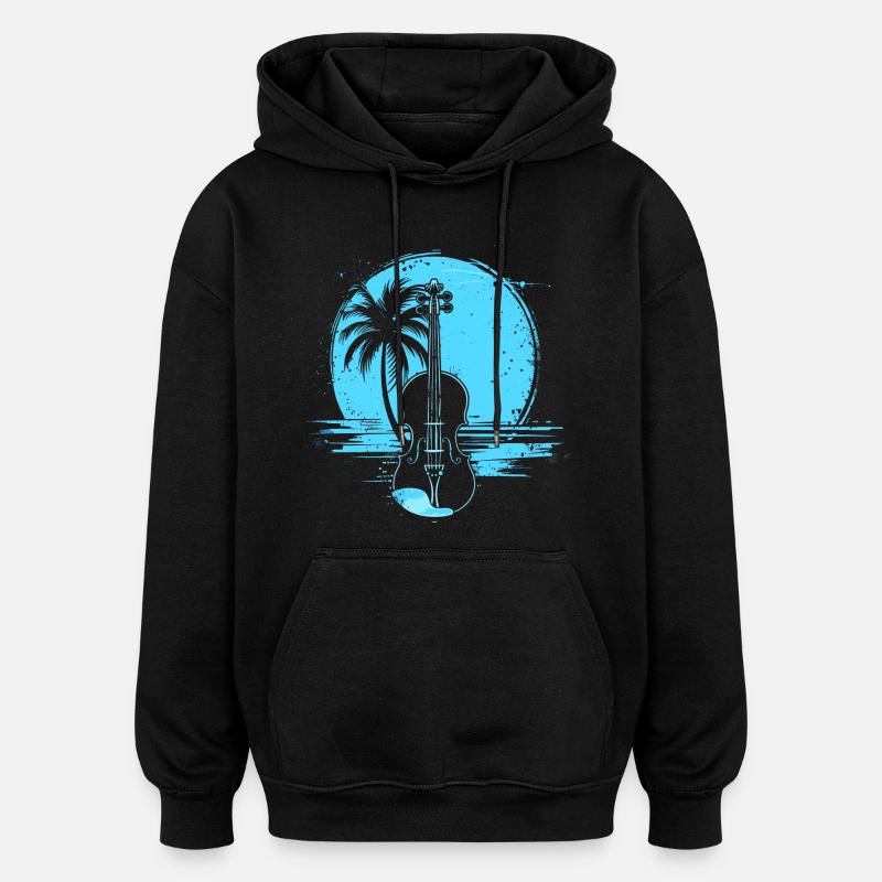 Graphisme violon - Sweat à capuche oversize unisexe - noir