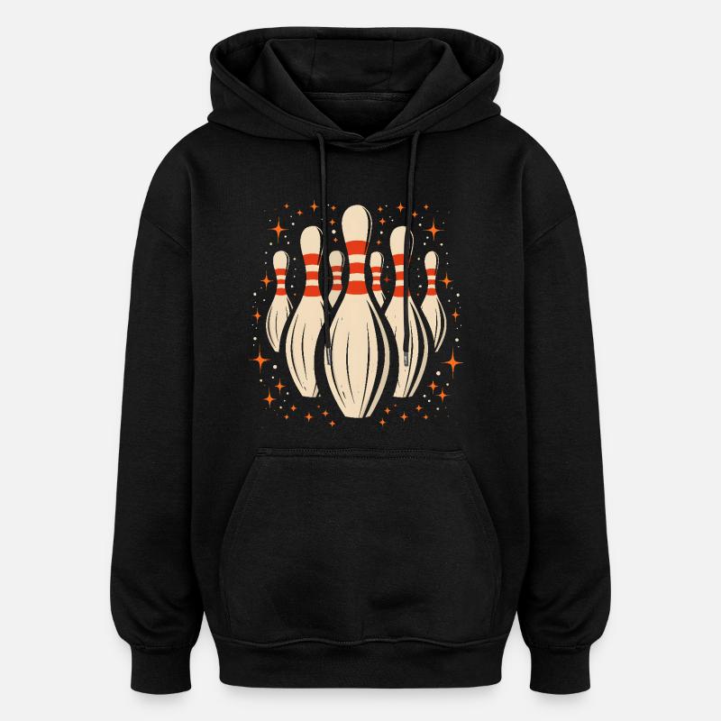 Quilles de bowling de dessin animé - Sweat à capuche oversize unisexe - noir