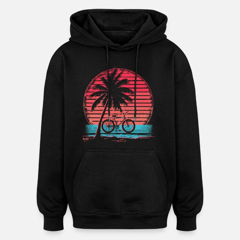 Fahrrad Synthwave - Oversized Unisex Hoodie - Schwarz
