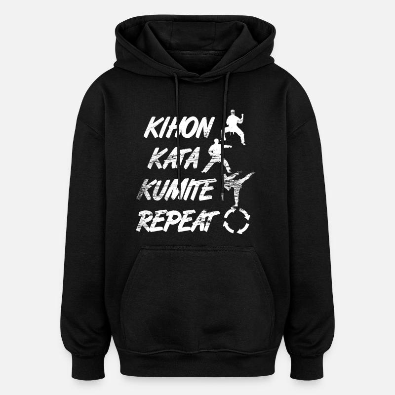Kihon Kata Kumite Répétition - Sweat à capuche oversize unisexe - noir