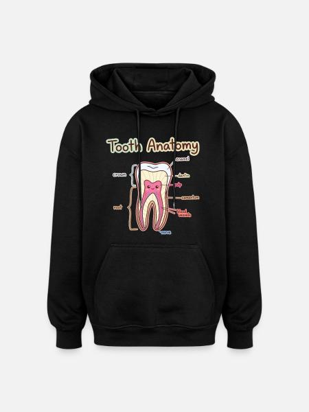 Tooth Anatomy Dental Assistant Dentist - Oversized Unisex Hoodie - black