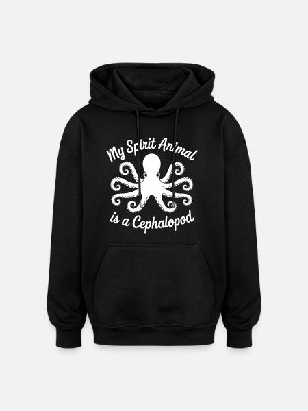 Octopus Minimal Art - Oversized Unisex Hoodie - black