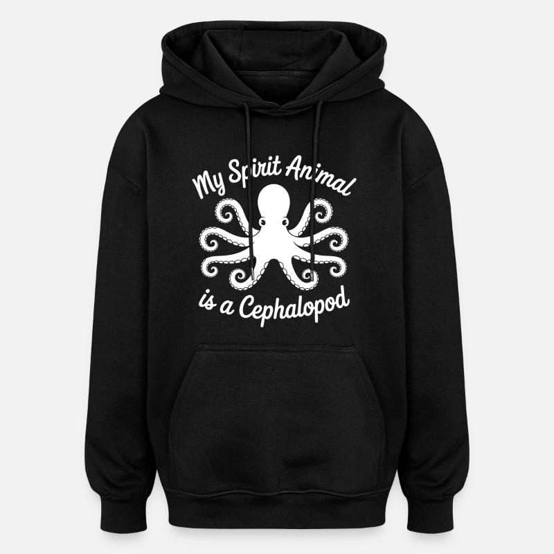 Oktopus Minimal Art - Oversized Unisex Hoodie - Schwarz