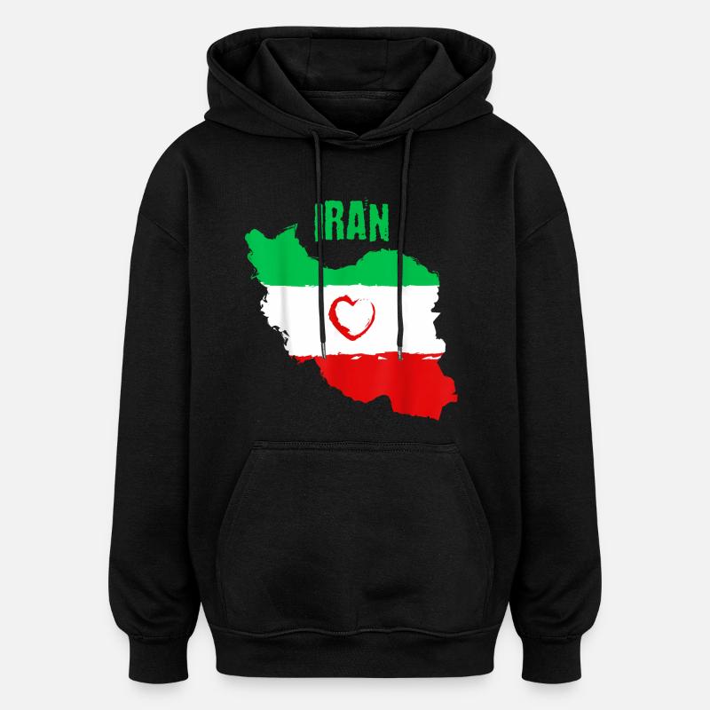 Drapeau du Cœur iranien - Sweat à capuche oversize unisexe - noir