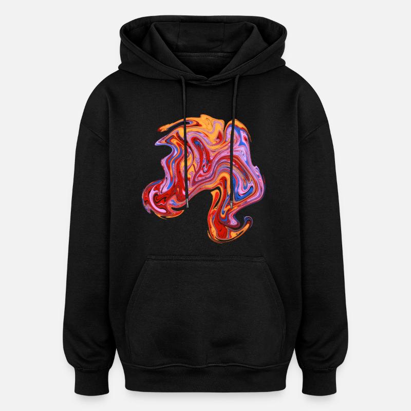 Farbwirbel Neon-Muster - Oversized Unisex Hoodie - Schwarz