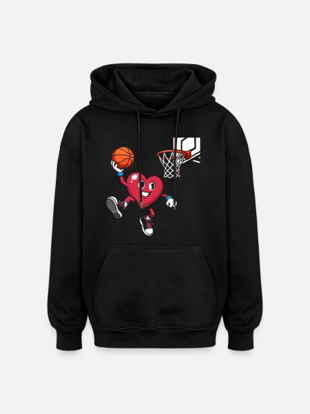 Retro Heart Valentine's Day Design Love - Oversized Unisex Hoodie - black