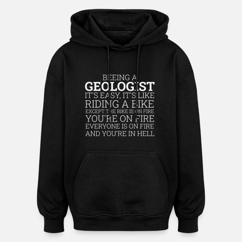 Géologue à vélo Géologie - Sweat à capuche oversize unisexe - noir