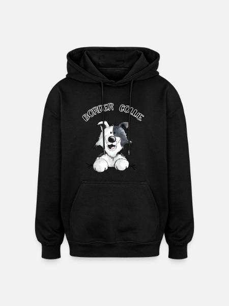 Abenteuerlustiger Border Collie - Oversized Unisex Hoodie - Schwarz