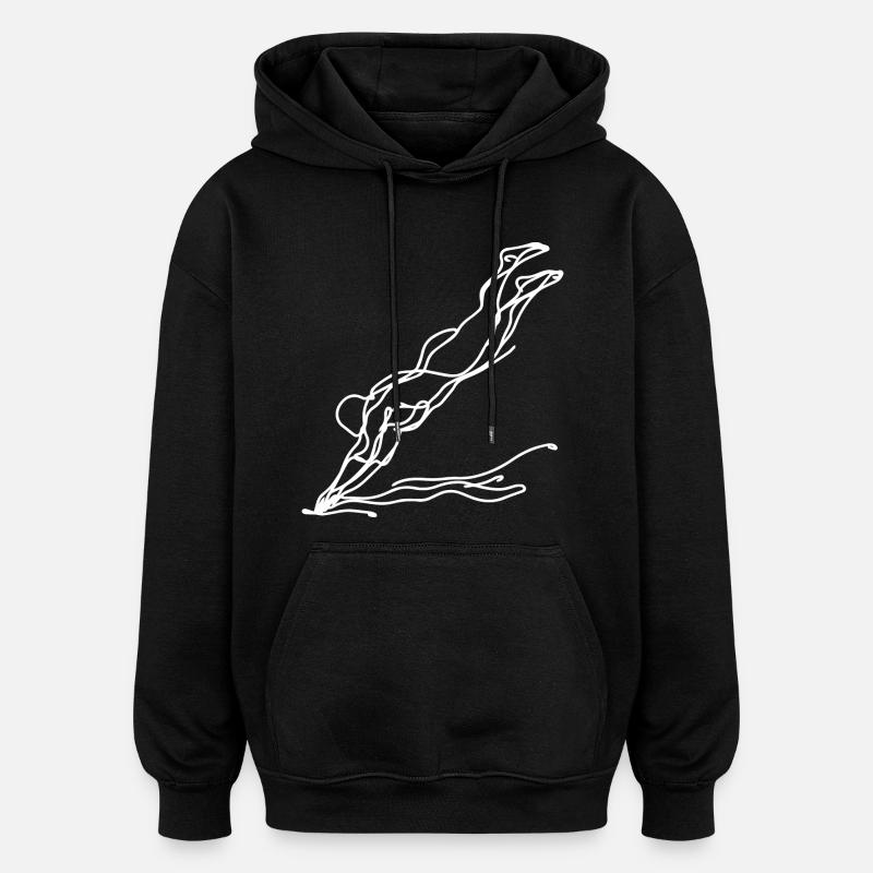 Schwimmer Mädchen Skizze - Oversized Unisex Hoodie - Schwarz