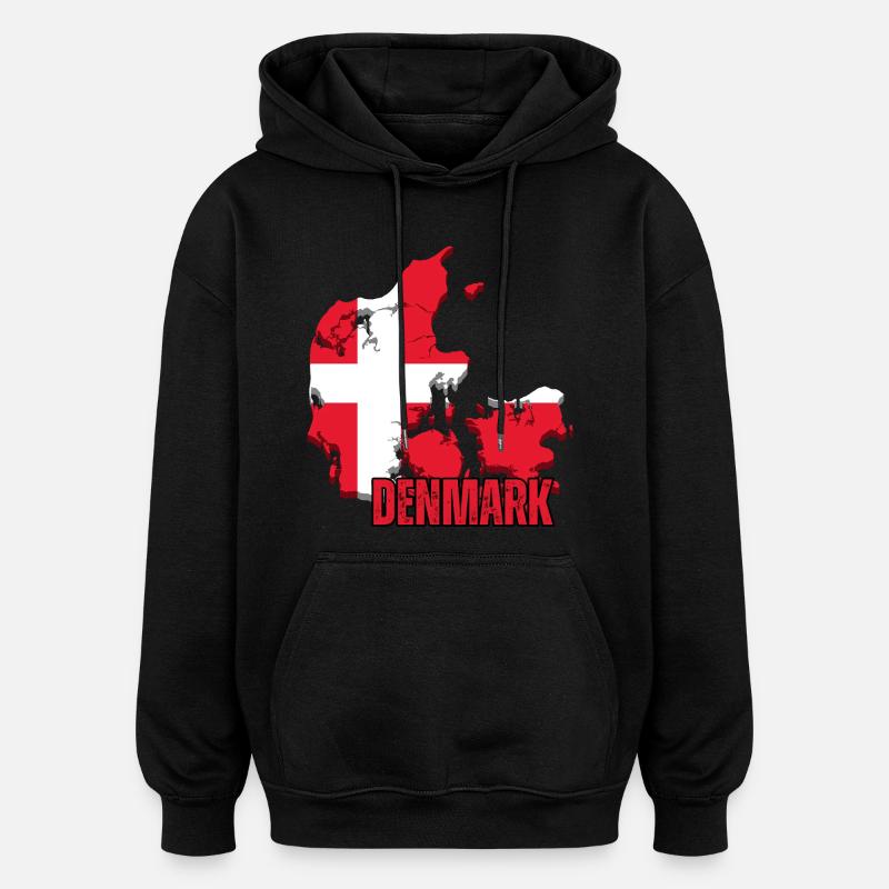 Fierté danoise, drapeau du Danemark - Sweat à capuche oversize unisexe - noir
