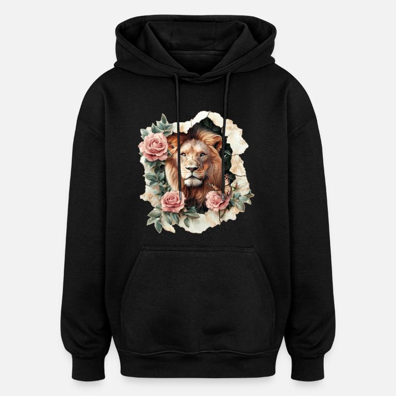 Lion - Sweat à capuche oversize unisexe - noir