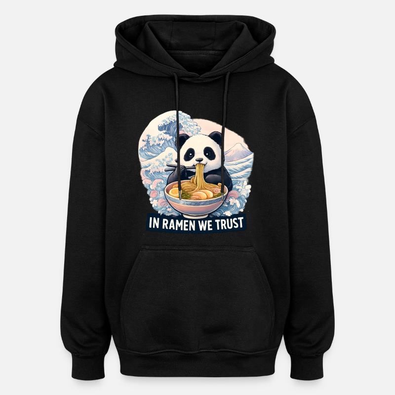 Panda Ramen Nudel Bowl - Oversized Unisex Hoodie - Schwarz