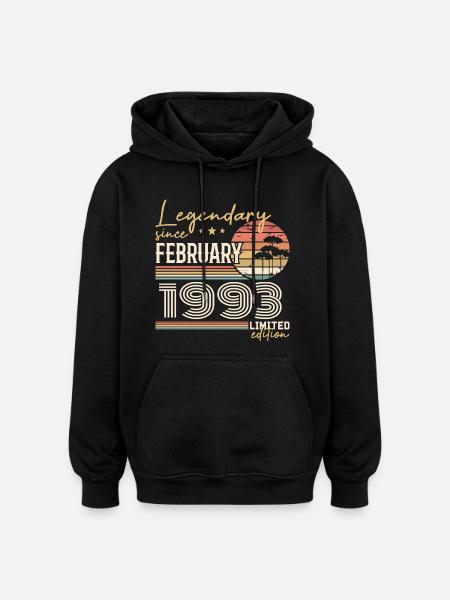 February 1993 Anniversary 1993 Legends February - Oversized Unisex Hoodie - black