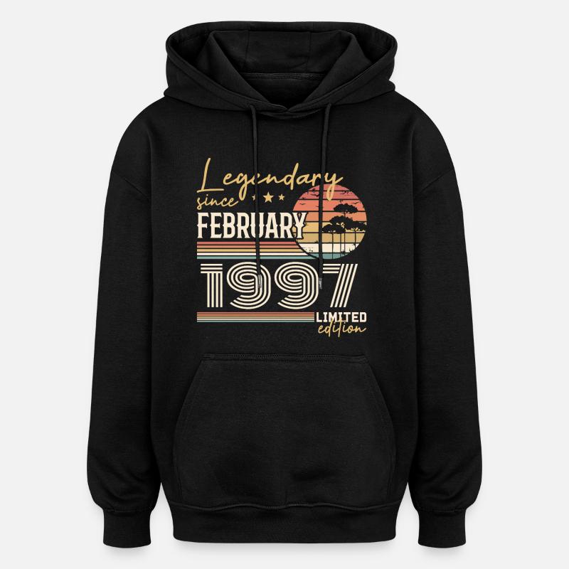 Février 1997 anniversaire 1997 légendes Février - Sweat à capuche oversize unisexe - noir