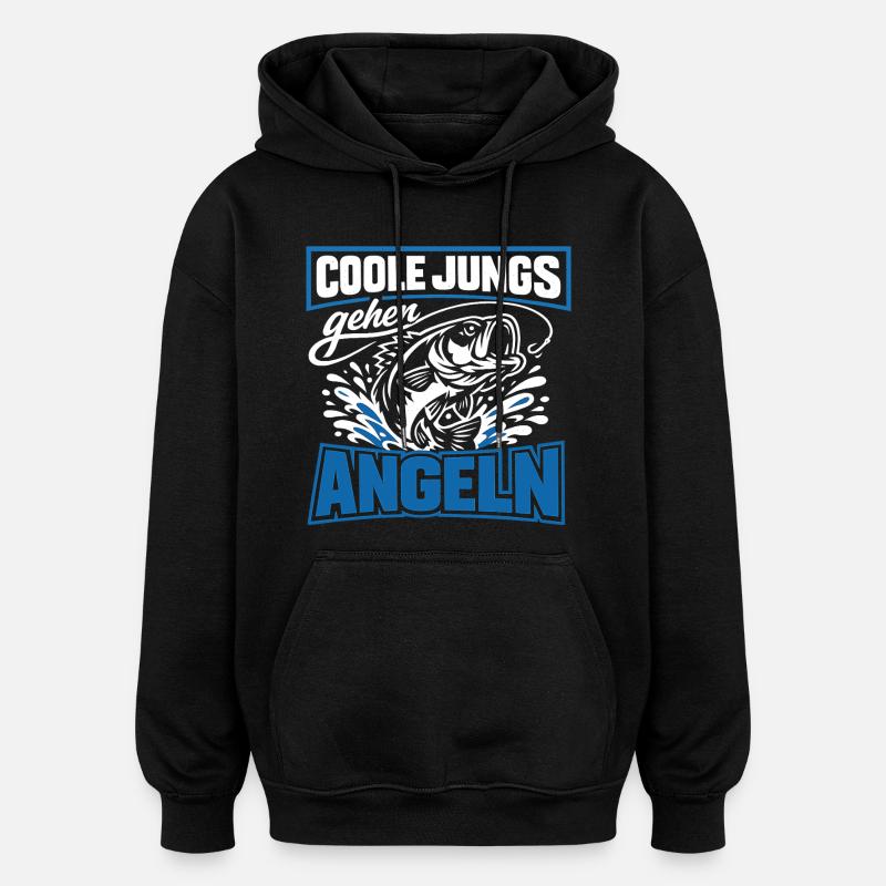 Les gars cool vont pêcher - Sweat à capuche oversize unisexe - noir