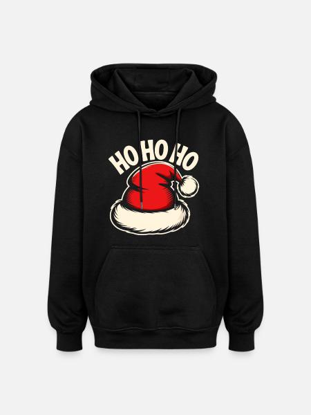 Ho Ho Ho Santa Hat - Oversized Unisex Hoodie - black