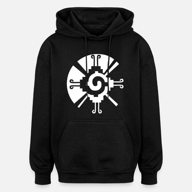 Solar Geometric Pattern (White) - Oversized Unisex Hoodie - black