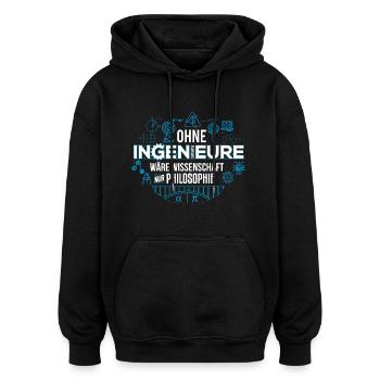 Ingenieur Philosophie - Oversized Unisex Hoodie - Schwarz - Vorne - Noah (186cm)