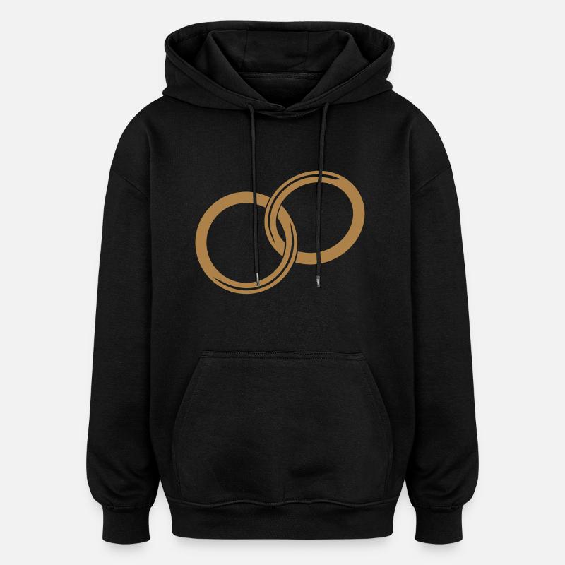 Eheringe // Goldene Ringe // Heiratsantrag // Zwei - Oversized Unisex Hoodie - Schwarz