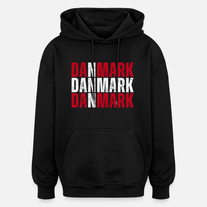 Drapeau du Danemark, fierté danoise - Sweat à capuche oversize unisexe - noir