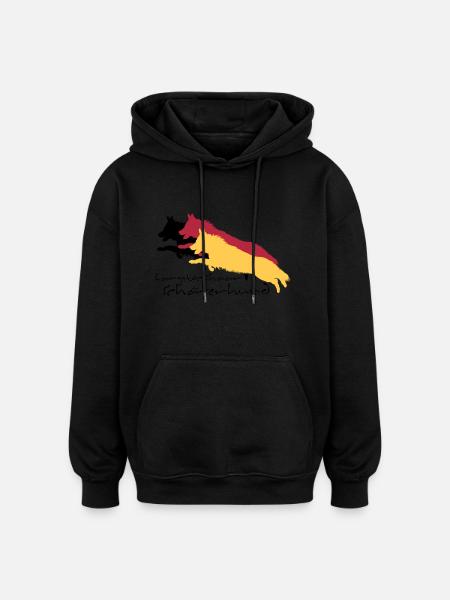 langstockhaar schäferhund - Oversized Unisex Hoodie - Schwarz