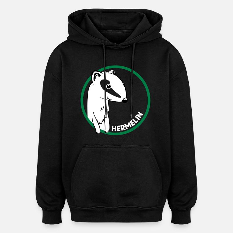 Hermelin - Oversized Unisex Hoodie - Schwarz