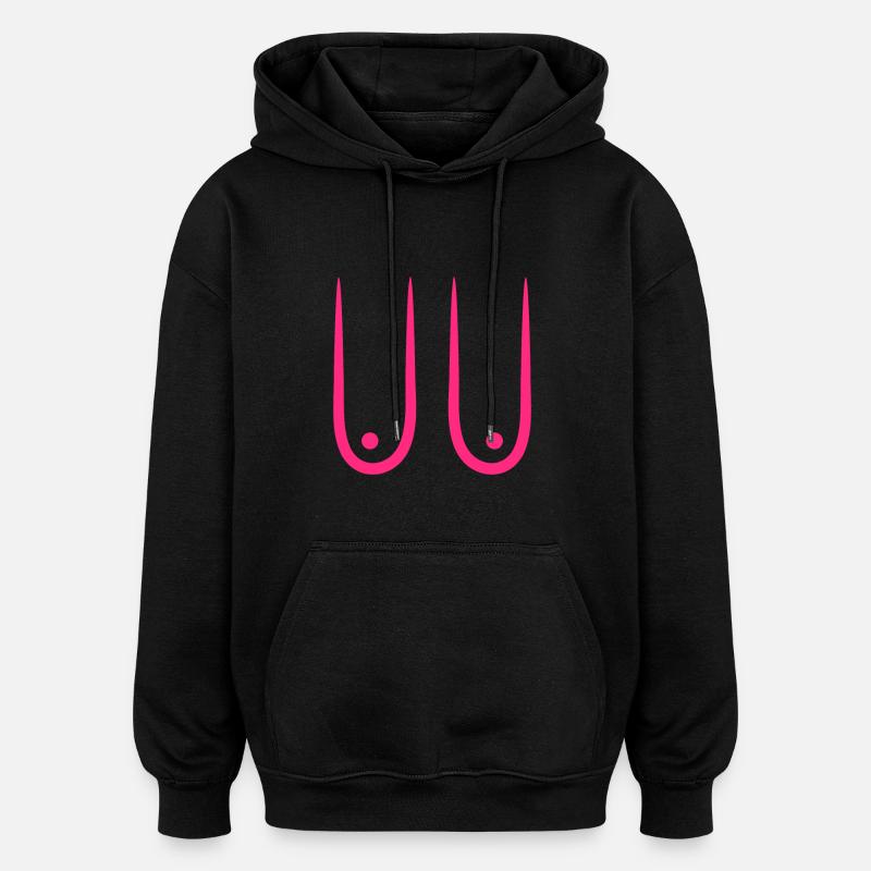 Seins affaissés - Sweat à capuche oversize unisexe - noir