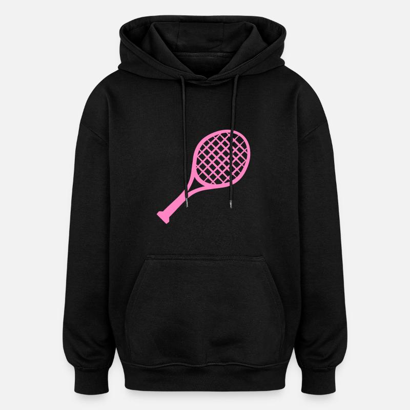 Tennis Schläger Rosa - Oversized Unisex Hoodie - Schwarz