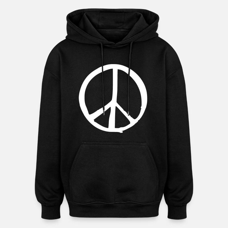 Peacezeichen - Oversized Unisex Hoodie - Schwarz