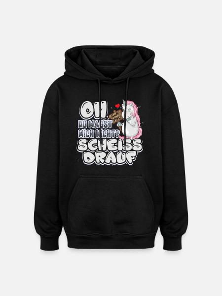 Einhorn - scheiß drauf - Oversized Unisex Hoodie - Schwarz