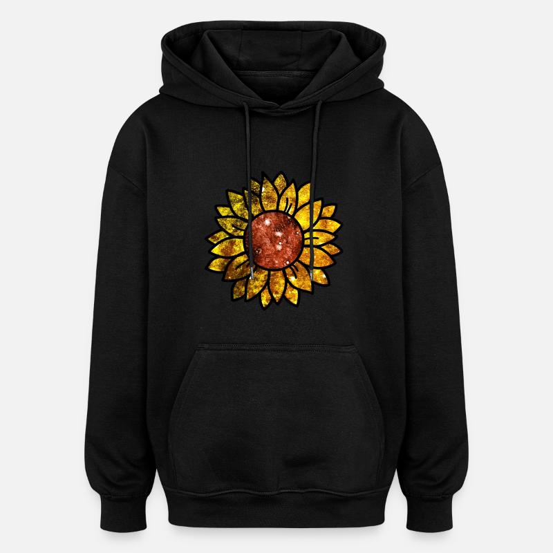 Kosmische Sonnenblume - Oversized Unisex Hoodie - Schwarz