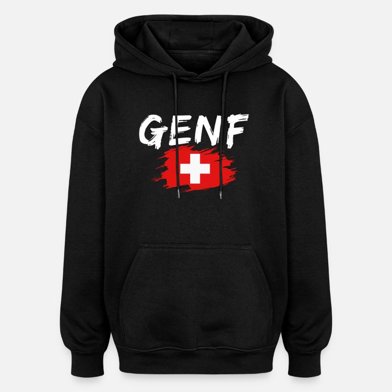 Genf Flagge Schweiz - Oversized Unisex Hoodie - Schwarz